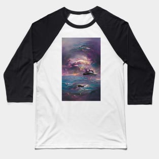 Ocean Glow Dolphin Dream Art Baseball T-Shirt